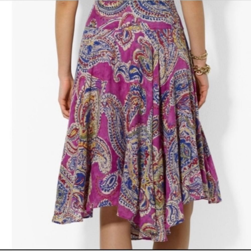 Lauren Ralph Lauren Purple Paisley Asymmetrical Skirt